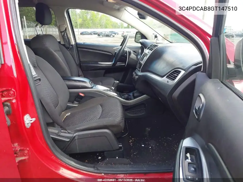 2016 Dodge Journey Se VIN: 3C4PDCAB8GT147510 Lot: 42258661