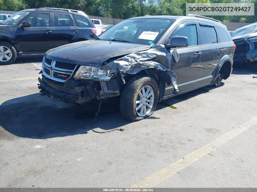 2016 Dodge Journey Sxt VIN: 3C4PDCBG2GT249427 Lot: 42619135