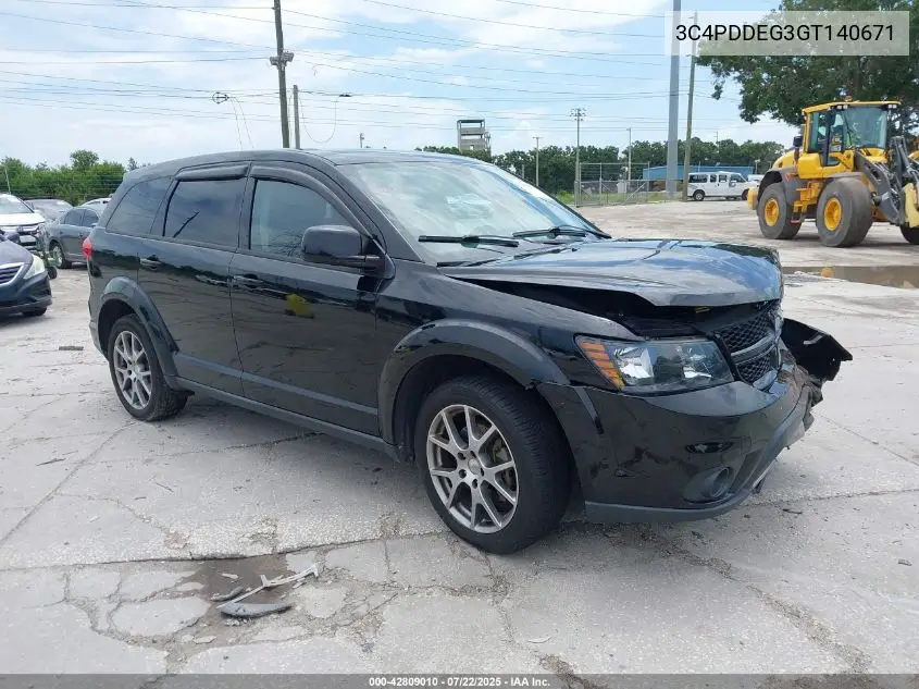 2016 Dodge Journey R/T VIN: 3C4PDDEG3GT140671 Lot: 42809010