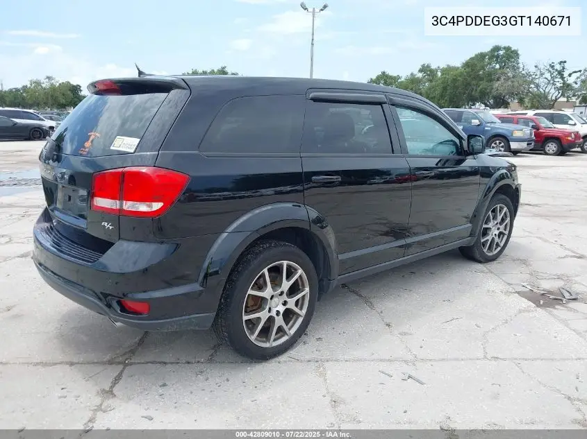 2016 Dodge Journey R/T VIN: 3C4PDDEG3GT140671 Lot: 42809010