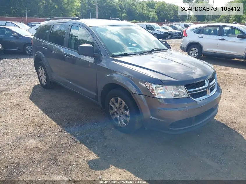 2016 Dodge Journey Se VIN: 3C4PDCAB7GT105412 Lot: 42819623