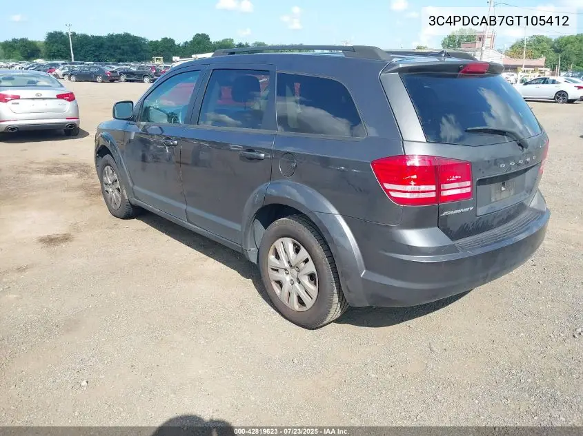 2016 Dodge Journey Se VIN: 3C4PDCAB7GT105412 Lot: 42819623