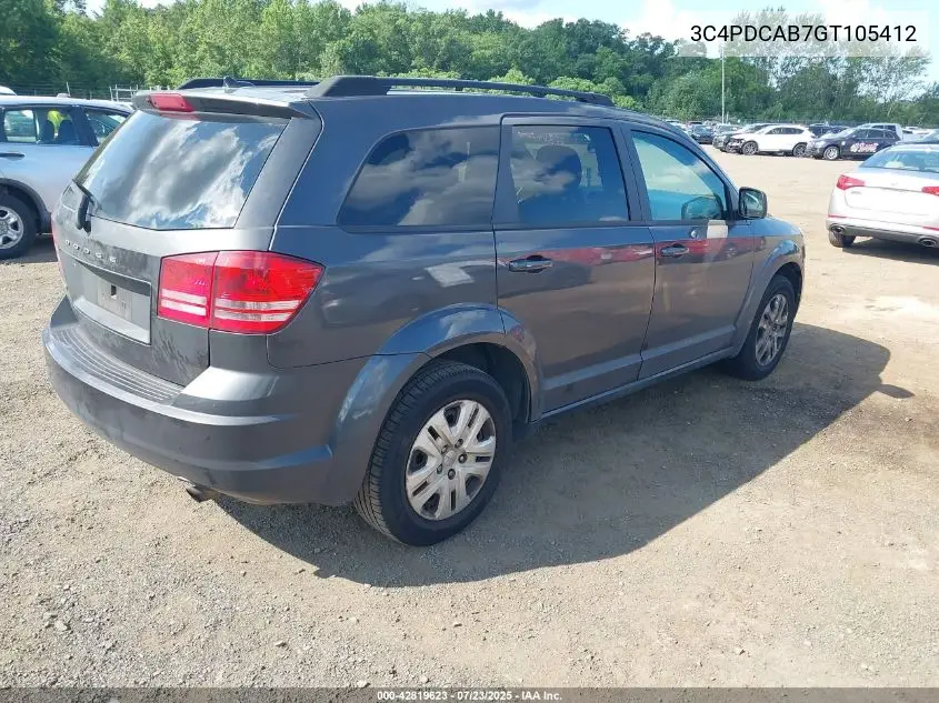 2016 Dodge Journey Se VIN: 3C4PDCAB7GT105412 Lot: 42819623