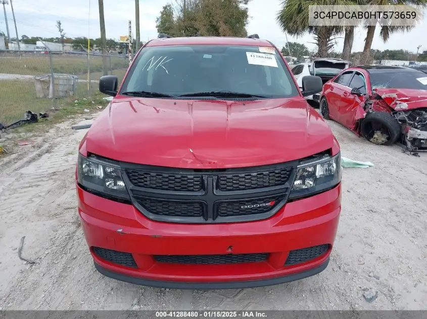 2017 Dodge Journey Se VIN: 3C4PDCAB0HT573659 Lot: 41288480