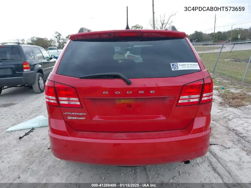 2017 Dodge Journey Se VIN: 3C4PDCAB0HT573659 Lot: 41288480