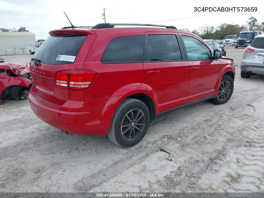 2017 Dodge Journey Se VIN: 3C4PDCAB0HT573659 Lot: 41288480