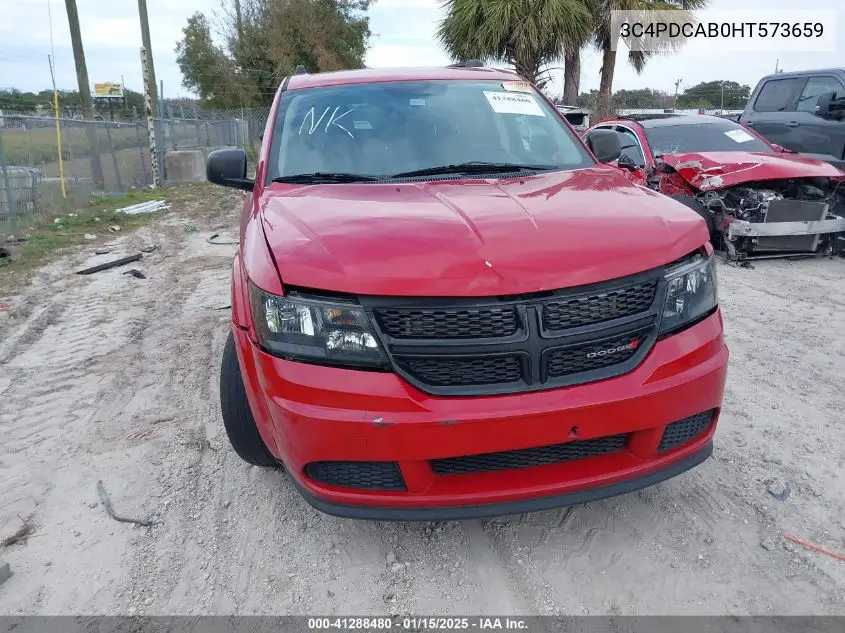 2017 Dodge Journey Se VIN: 3C4PDCAB0HT573659 Lot: 41288480