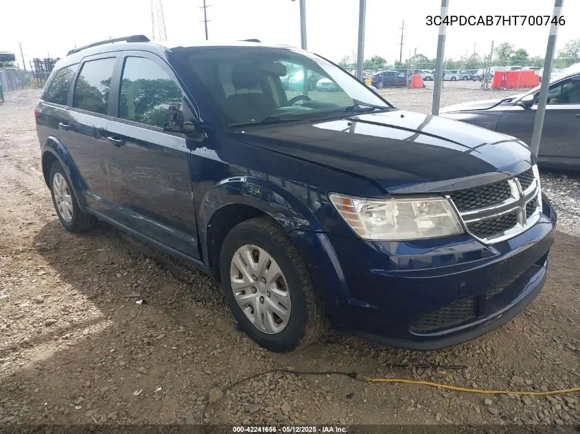 2017 Dodge Journey Se VIN: 3C4PDCAB7HT700746 Lot: 42241656