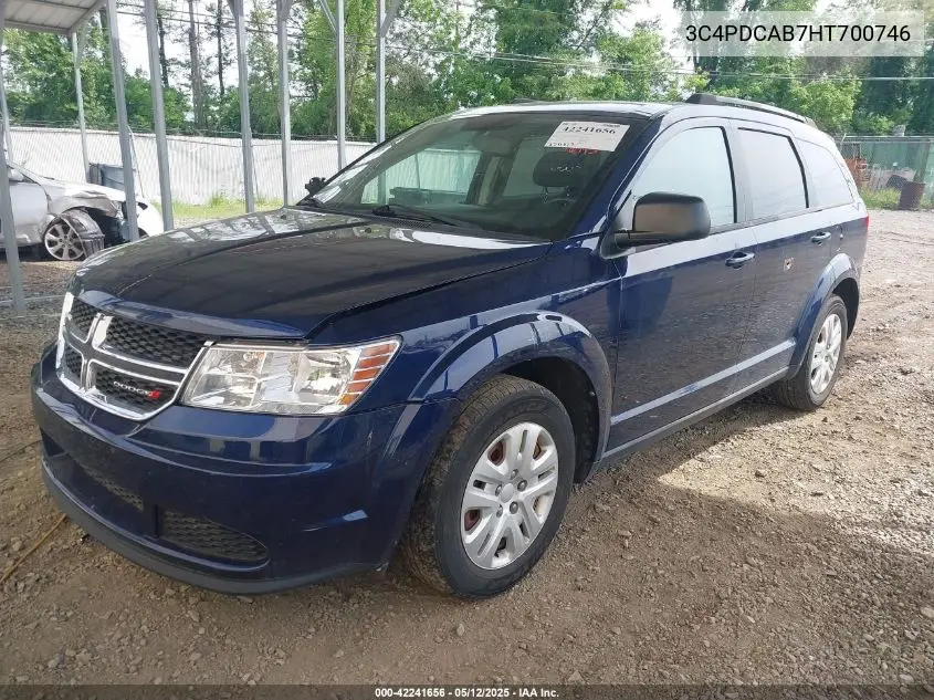 2017 Dodge Journey Se VIN: 3C4PDCAB7HT700746 Lot: 42241656