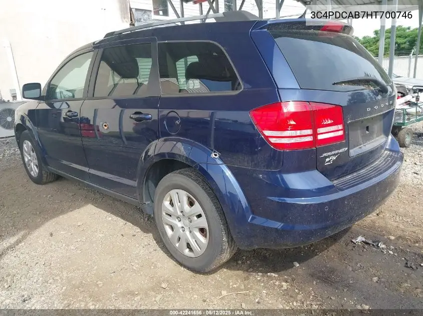 2017 Dodge Journey Se VIN: 3C4PDCAB7HT700746 Lot: 42241656