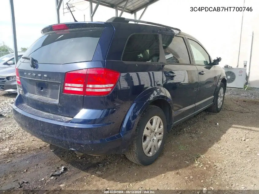 2017 Dodge Journey Se VIN: 3C4PDCAB7HT700746 Lot: 42241656