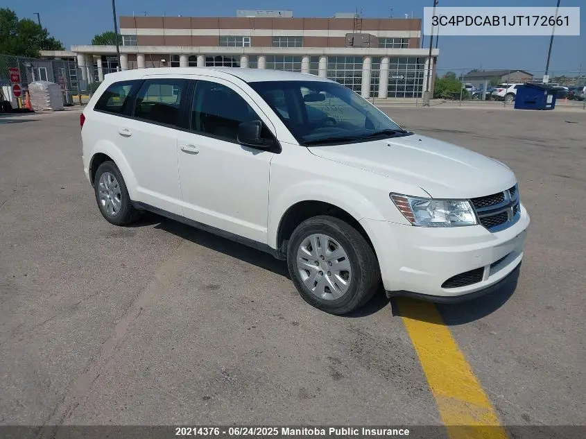 2018 Dodge Journey Se VIN: 3C4PDCAB1JT172661 Lot: 20214376