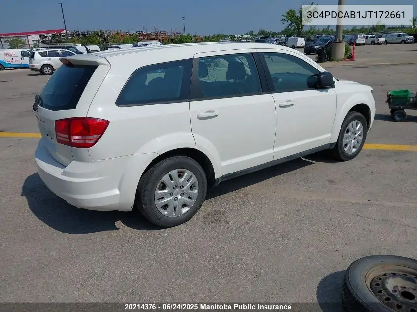 2018 Dodge Journey Se VIN: 3C4PDCAB1JT172661 Lot: 20214376