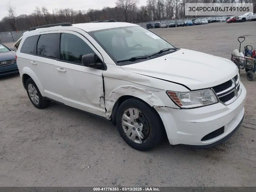 2018 Dodge Journey Se VIN: 3C4PDCAB6JT491005 Lot: 41776353