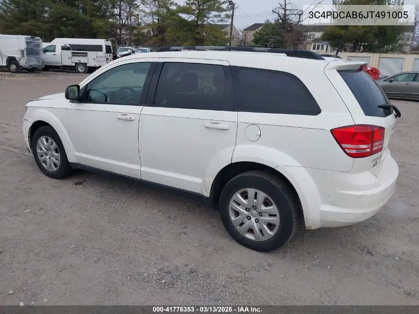 2018 Dodge Journey Se VIN: 3C4PDCAB6JT491005 Lot: 41776353