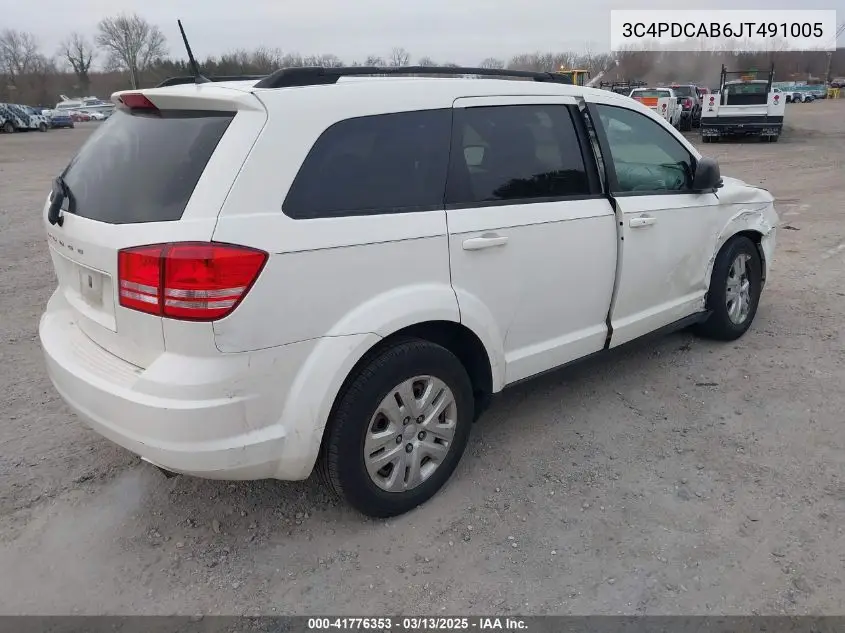 2018 Dodge Journey Se VIN: 3C4PDCAB6JT491005 Lot: 41776353