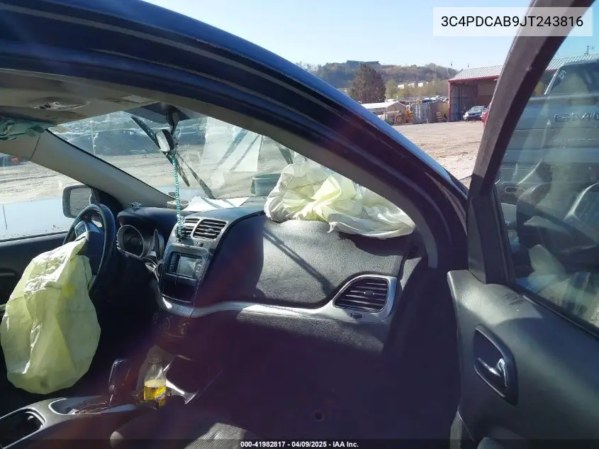 2018 Dodge Journey Se VIN: 3C4PDCAB9JT243816 Lot: 41982817
