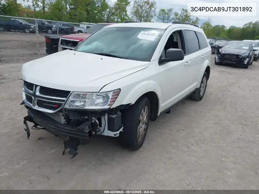 2018 Dodge Journey Se VIN: 3C4PDCAB9JT301892 Lot: 42236524