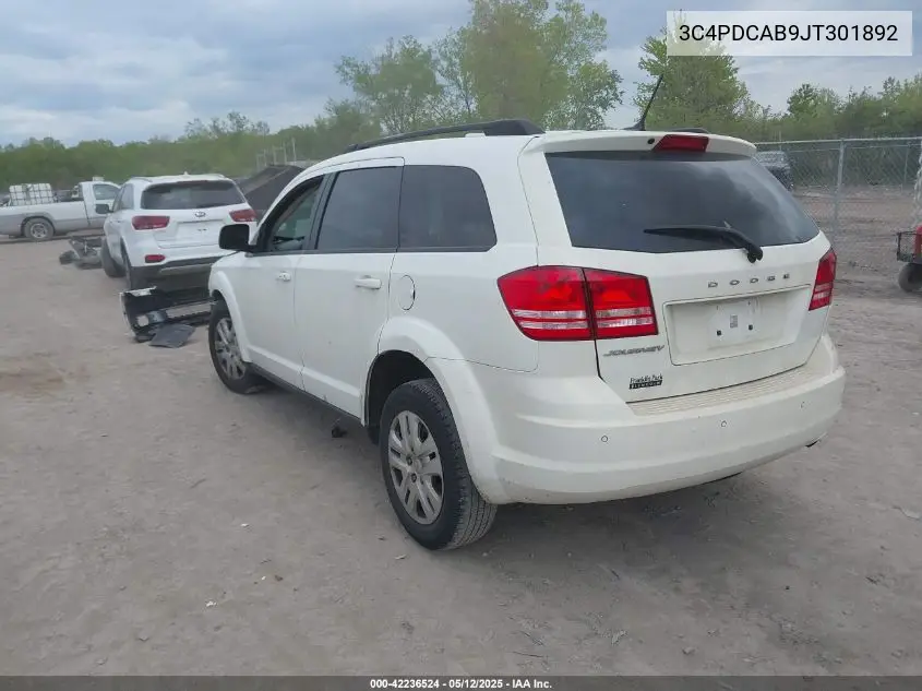 2018 Dodge Journey Se VIN: 3C4PDCAB9JT301892 Lot: 42236524