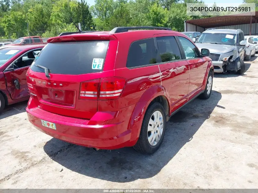 2018 Dodge Journey Se VIN: 3C4PDCAB9JT295981 Lot: 42804570