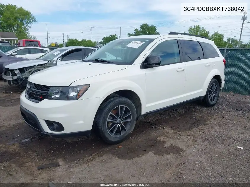 2019 Dodge Journey Se VIN: 3C4PDCBBXKT738042 Lot: 42233016