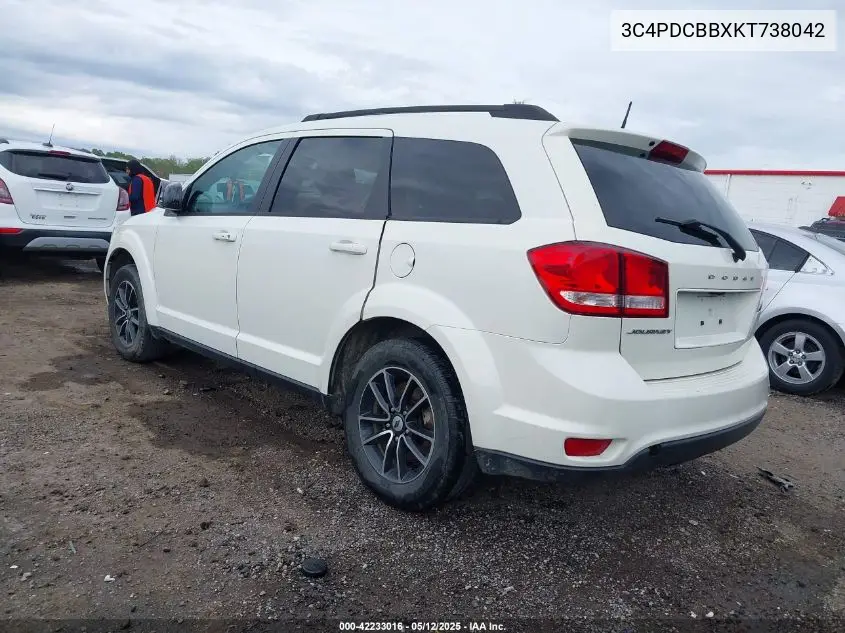 2019 Dodge Journey Se VIN: 3C4PDCBBXKT738042 Lot: 42233016