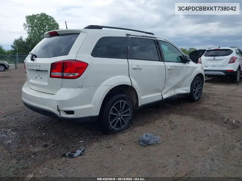 2019 Dodge Journey Se VIN: 3C4PDCBBXKT738042 Lot: 42233016