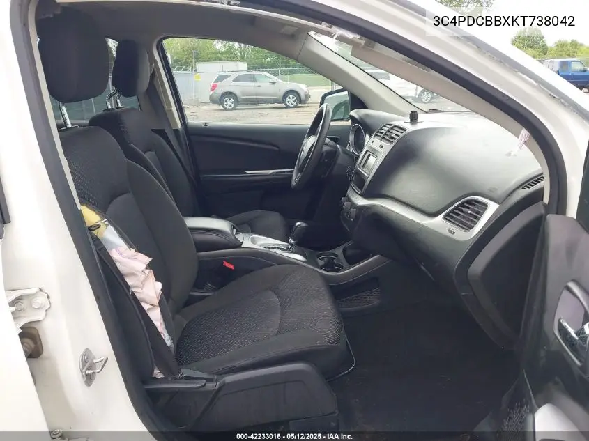 2019 Dodge Journey Se VIN: 3C4PDCBBXKT738042 Lot: 42233016