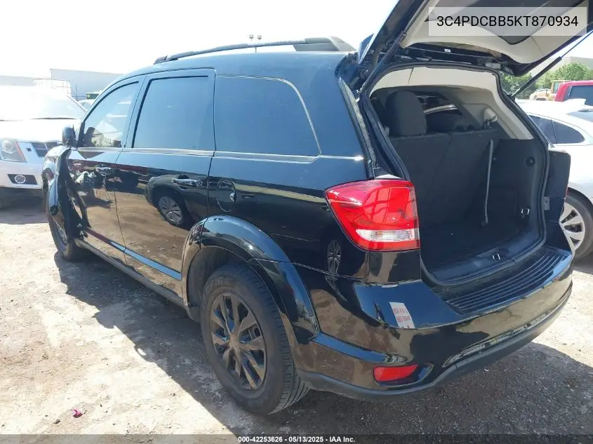 2019 Dodge Journey Se VIN: 3C4PDCBB5KT870934 Lot: 42253626