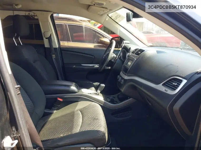 2019 Dodge Journey Se VIN: 3C4PDCBB5KT870934 Lot: 42253626