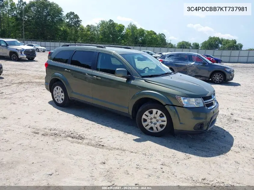2019 Dodge Journey Se VIN: 3C4PDCBB7KT737981 Lot: 42602581