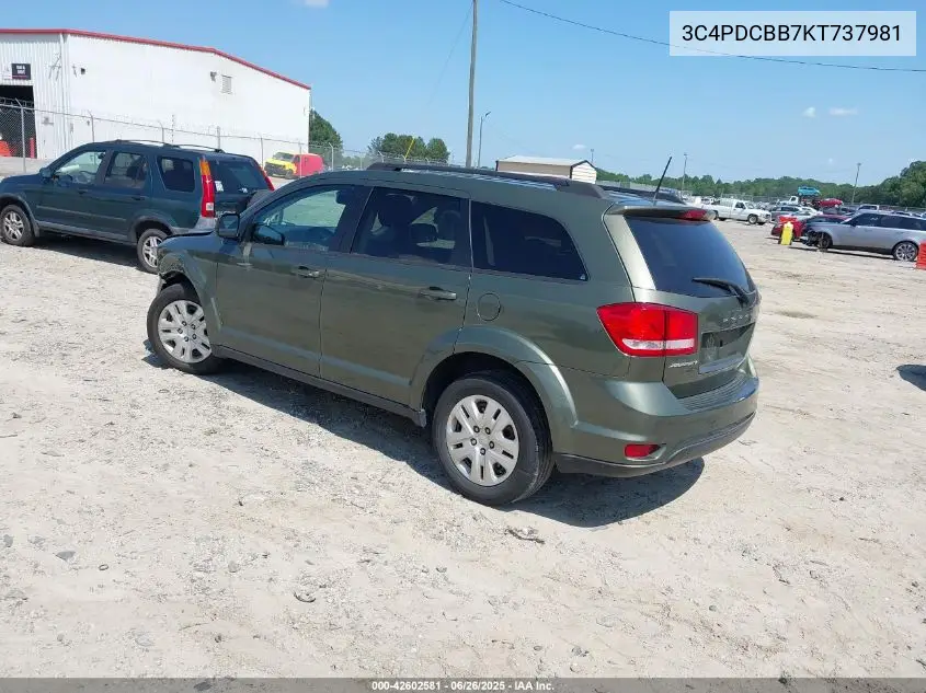 2019 Dodge Journey Se VIN: 3C4PDCBB7KT737981 Lot: 42602581