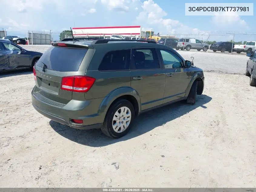 2019 Dodge Journey Se VIN: 3C4PDCBB7KT737981 Lot: 42602581
