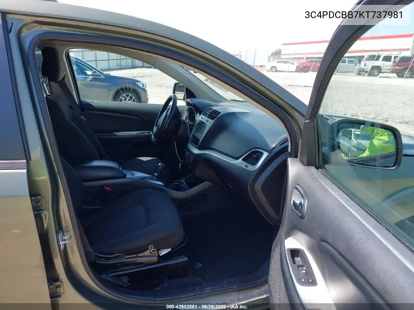 2019 Dodge Journey Se VIN: 3C4PDCBB7KT737981 Lot: 42602581