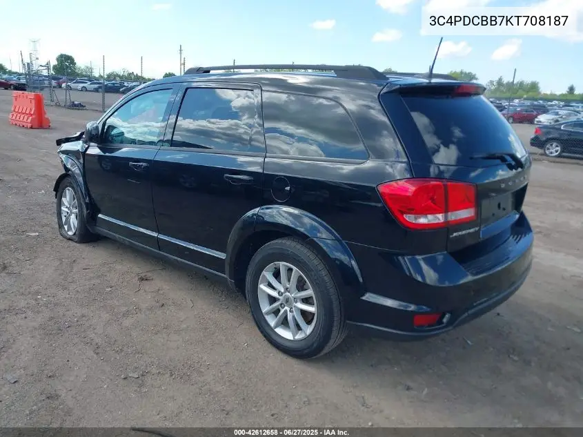 2019 Dodge Journey Se VIN: 3C4PDCBB7KT708187 Lot: 42612658