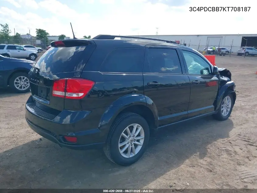 2019 Dodge Journey Se VIN: 3C4PDCBB7KT708187 Lot: 42612658