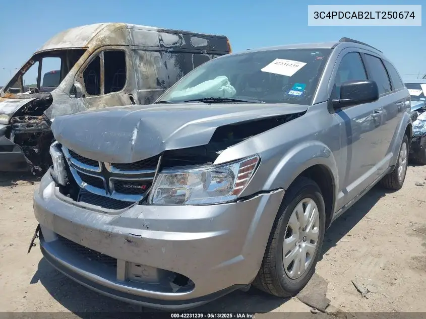 2020 Dodge Journey Se Value VIN: 3C4PDCAB2LT250674 Lot: 42231239