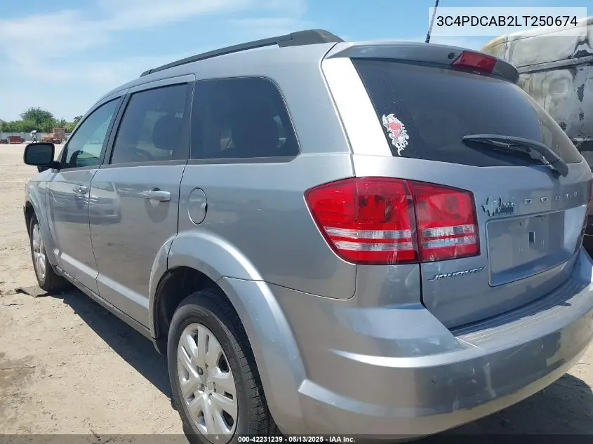 2020 Dodge Journey Se Value VIN: 3C4PDCAB2LT250674 Lot: 42231239