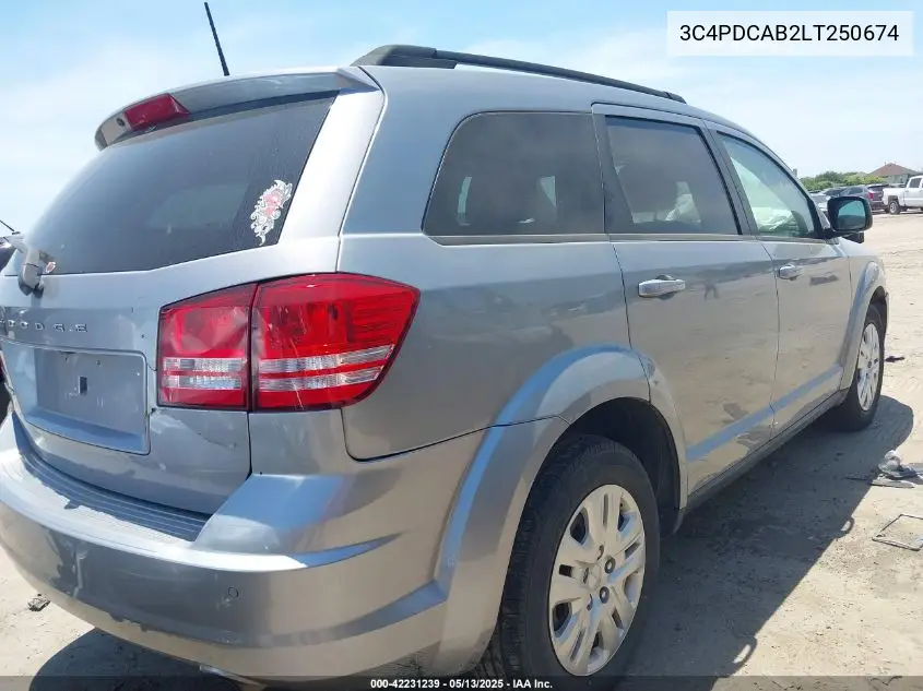 2020 Dodge Journey Se Value VIN: 3C4PDCAB2LT250674 Lot: 42231239