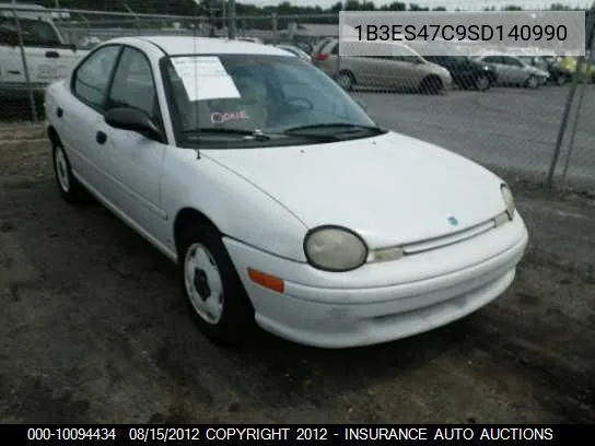 1995 Dodge Neon Highline VIN: 1B3ES47C9SD140990 Lot: 10094434