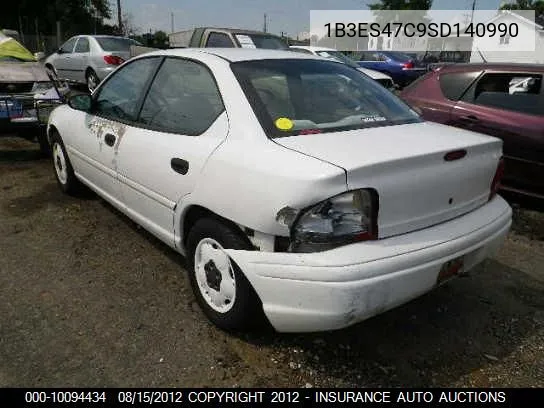 1995 Dodge Neon Highline VIN: 1B3ES47C9SD140990 Lot: 10094434