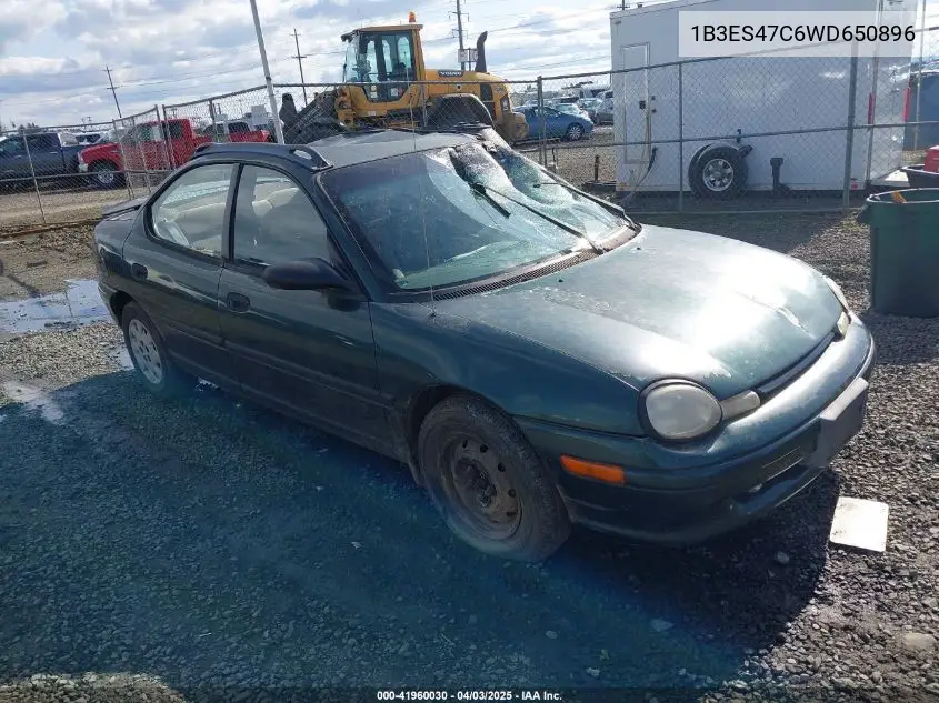1998 Dodge Neon Competition/Highline VIN: 1B3ES47C6WD650896 Lot: 41960030