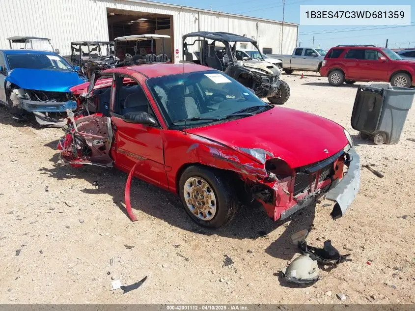 1998 Dodge Neon Competition/Highline VIN: 1B3ES47C3WD681359 Lot: 42001112