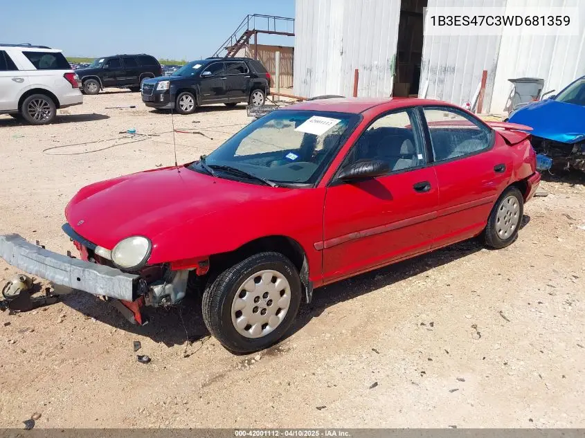 1998 Dodge Neon Competition/Highline VIN: 1B3ES47C3WD681359 Lot: 42001112