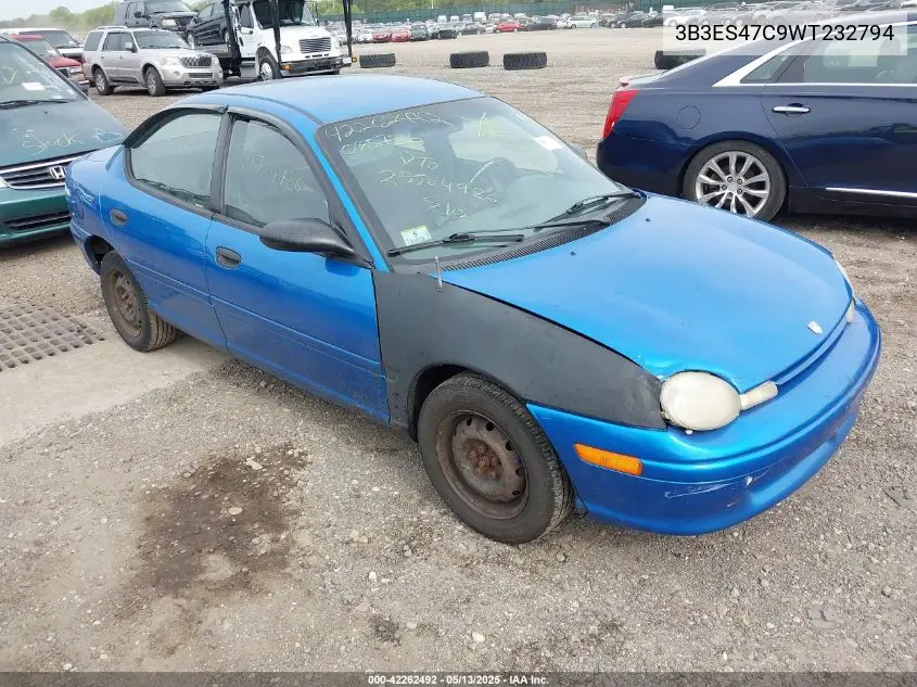 1998 Dodge Neon Competition/Highline VIN: 3B3ES47C9WT232794 Lot: 42262492