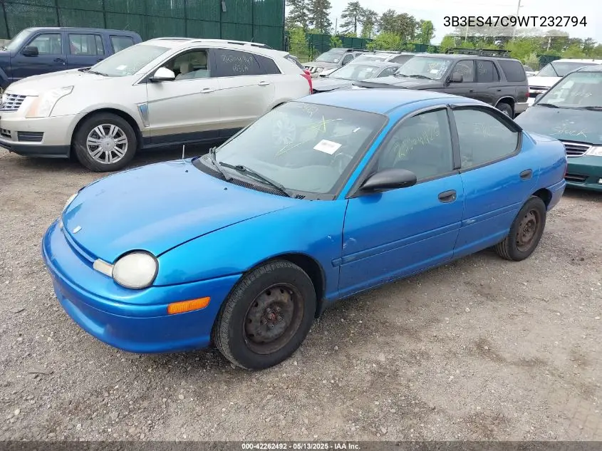 1998 Dodge Neon Competition/Highline VIN: 3B3ES47C9WT232794 Lot: 42262492