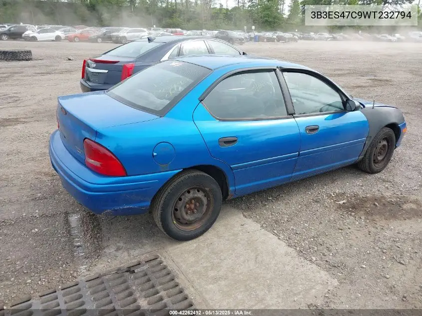 1998 Dodge Neon Competition/Highline VIN: 3B3ES47C9WT232794 Lot: 42262492