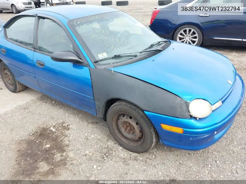1998 Dodge Neon Competition/Highline VIN: 3B3ES47C9WT232794 Lot: 42262492