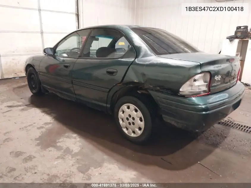 1999 Dodge Neon Highline VIN: 1B3ES47C2XD100418 Lot: 41691375