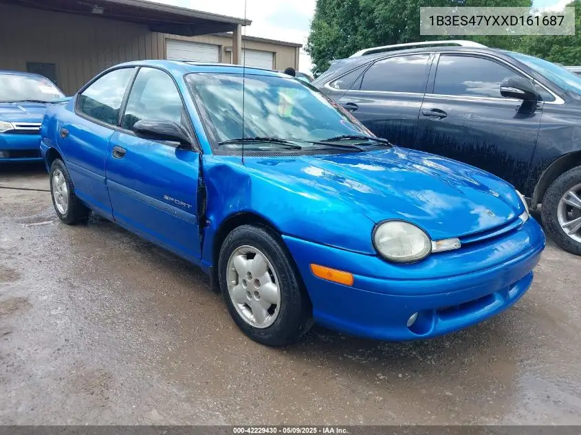 1999 Dodge Neon Highline VIN: 1B3ES47YXXD161687 Lot: 42229430